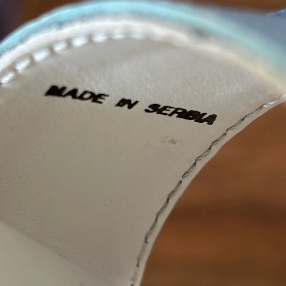 HOGAN Kids' Leather Sandals In Blue Made in Serbia